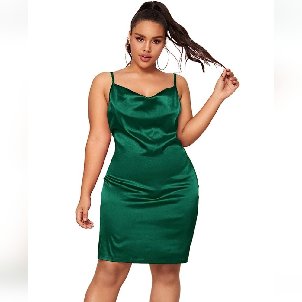 Emerald Green Cowl Neck Dress